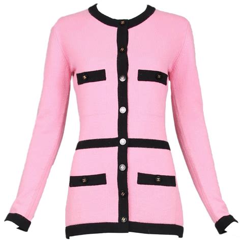 chanel cardigan rosa|Chanel leather cardigan.